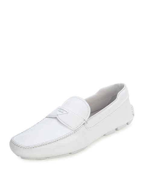 prada white loafers women's.